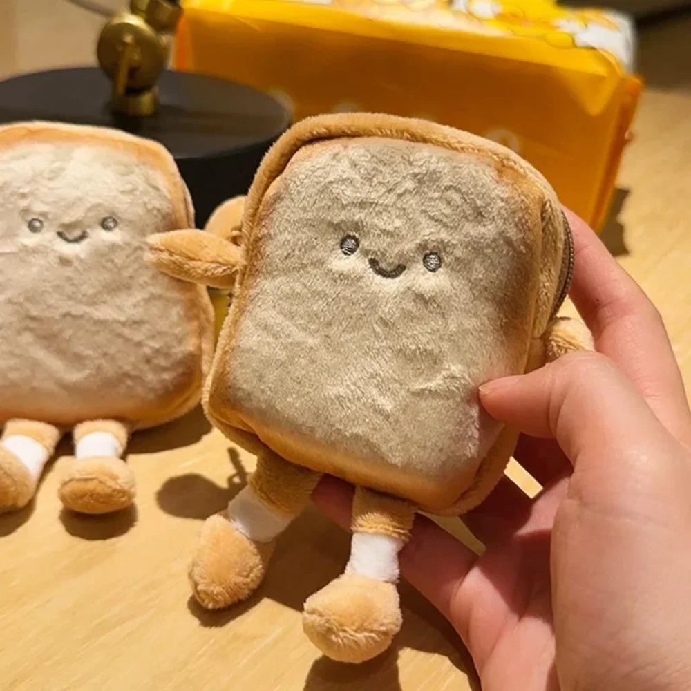 Cute Toast Plush Coin Purse Women Change Purse Money Bag Coin Purse Coin Wallet Storage Bag Cartoon Coin Purse