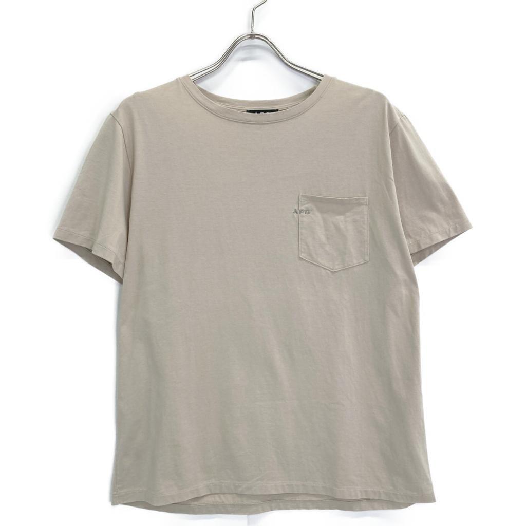 A.P.C. 25082-1-92707 Beige Embroidered Pocket T-Shirt Tops L beigeUsed