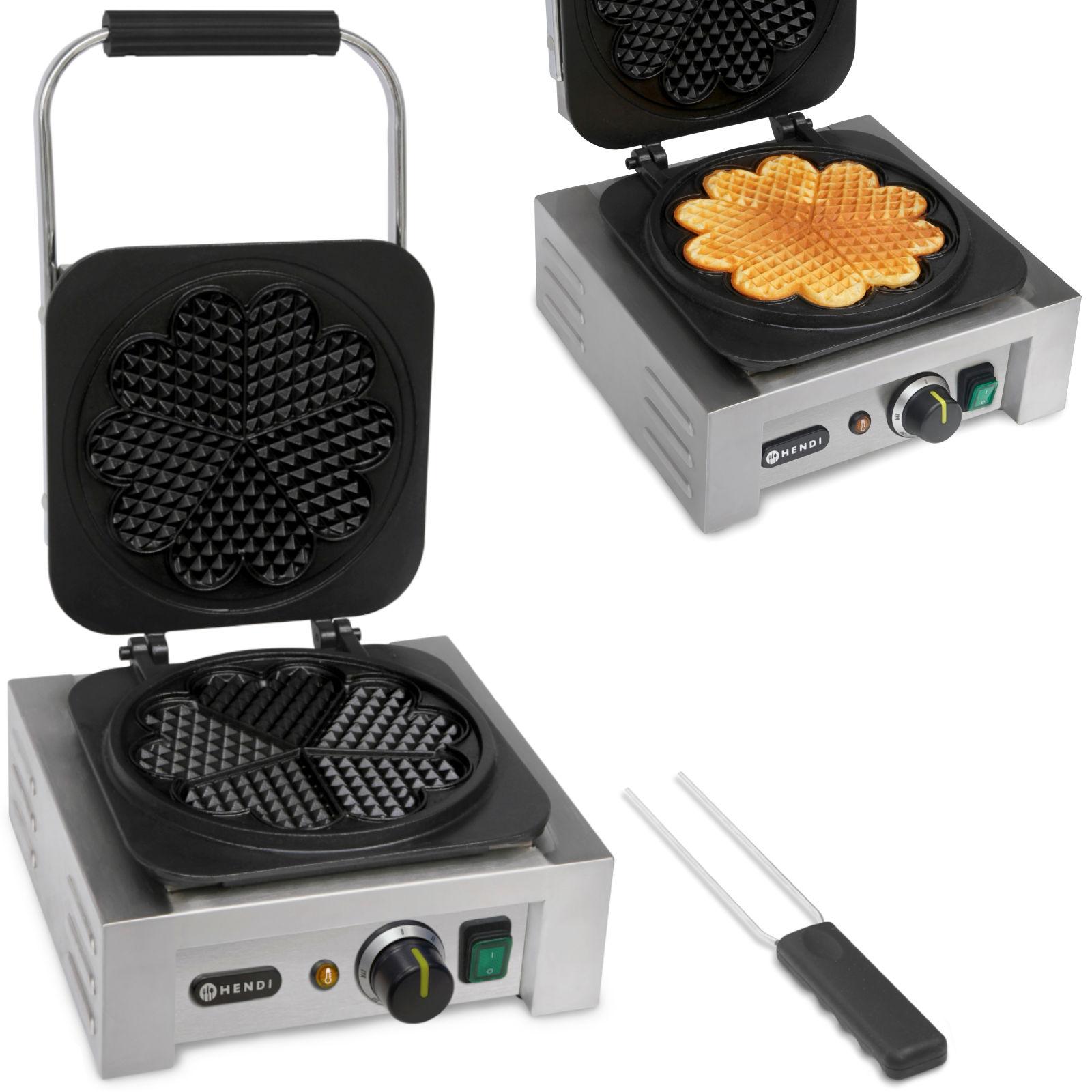 Professionelles Waffeleisen mit Rosette, 5 herzförmige Waffeln, Durchmesser 215 mm, 2200 W