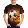Summer Round Neck 3D Flame Football Printed Top Fashionable Casual Short Sleeved Children's Boy T-shirts