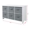 GINGER HOME Children's Chest of Drawers – 6 Fabric Bin Storage Unit, MDF Wood, Grey and White, 79x36x51 Cm