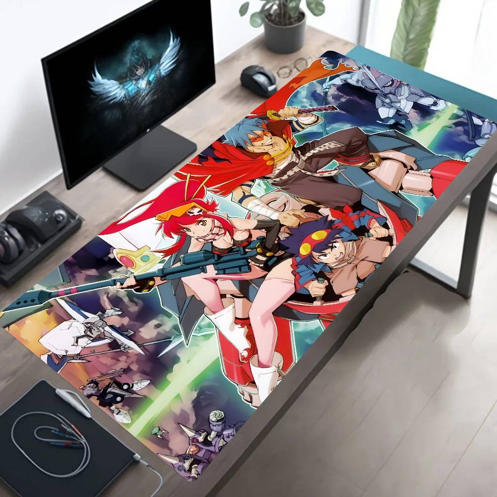 Anime Gurren Lagann Mouse Pad Large Gaming Keyboard Mat LockEdge Rubber Computer Office Accessories