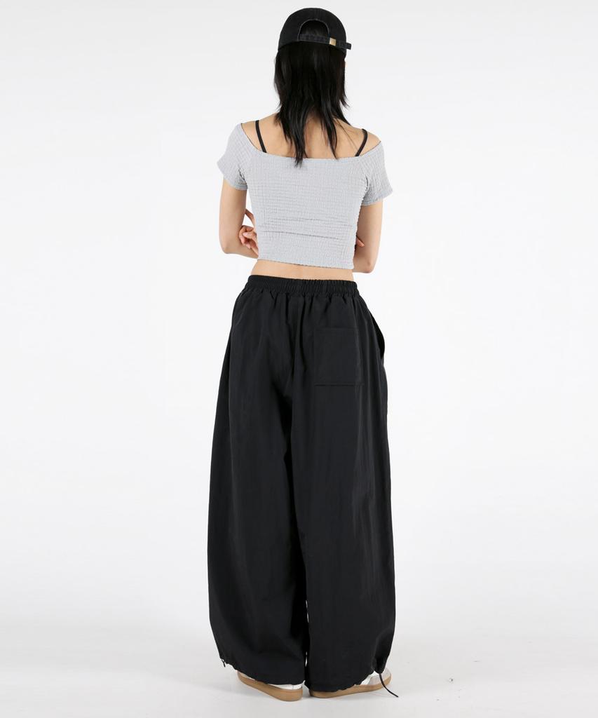 UMM Women'S Rustling Double Pintuck Balloon Wide Pants 2 Colors