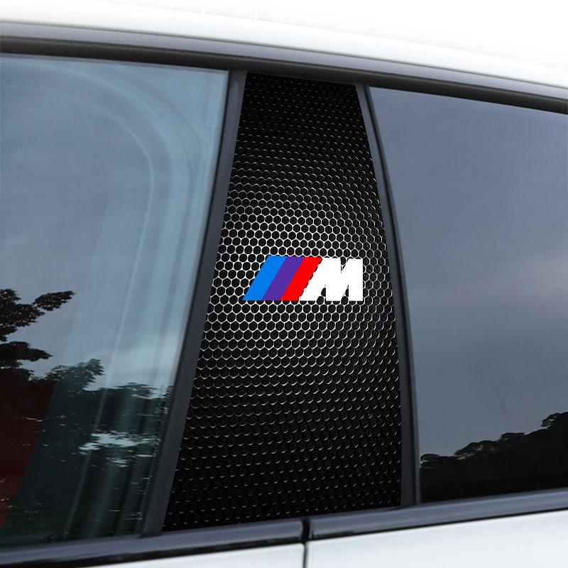 2 szt. Folia ochronna na słupek środkowy z logo samochodu Naklejka odporna na zarysowania Naklejka do BMW E60 E46 E39 E38 E90 E36 F30 E30 E31 E34 F10 F20 E87 E92 E91 X1 X5 X3 X6