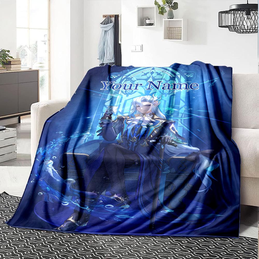Customizable Genshin Impact8 Throw Blanket – Personalized Name, All-Season Cozy Snug Blanket, Machine Washable, Personalized Blanket