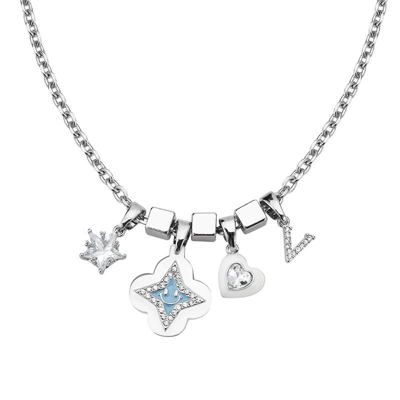 

Lucky Fashionable Star Geometric Pendant Necklace With Twisted Chain For Women Men And