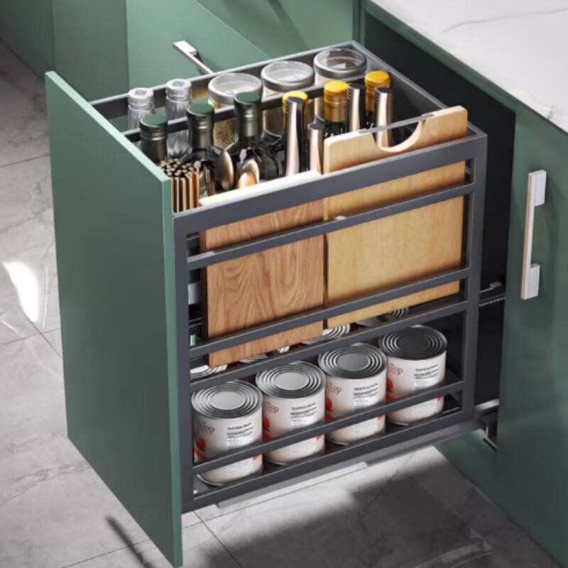 Modern Carbon Steel Pull-Out Kitchen Cabinet Spice Rack