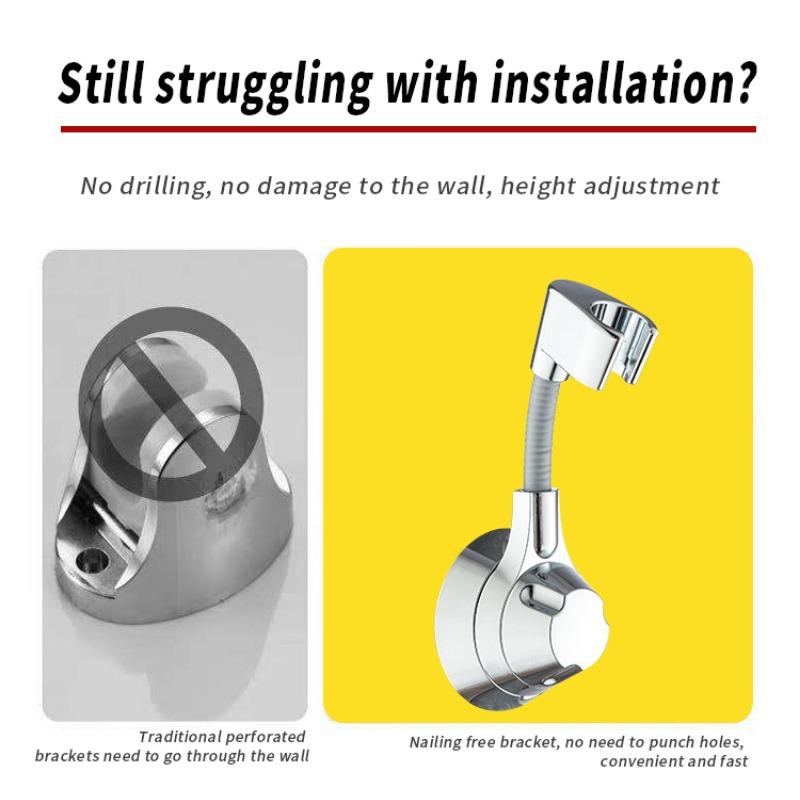 Rotation Suction Cup Shower Holder Multi-Direction Adjustment Shower Head Base Bathroom Nail Free Bracket Shower Accessories