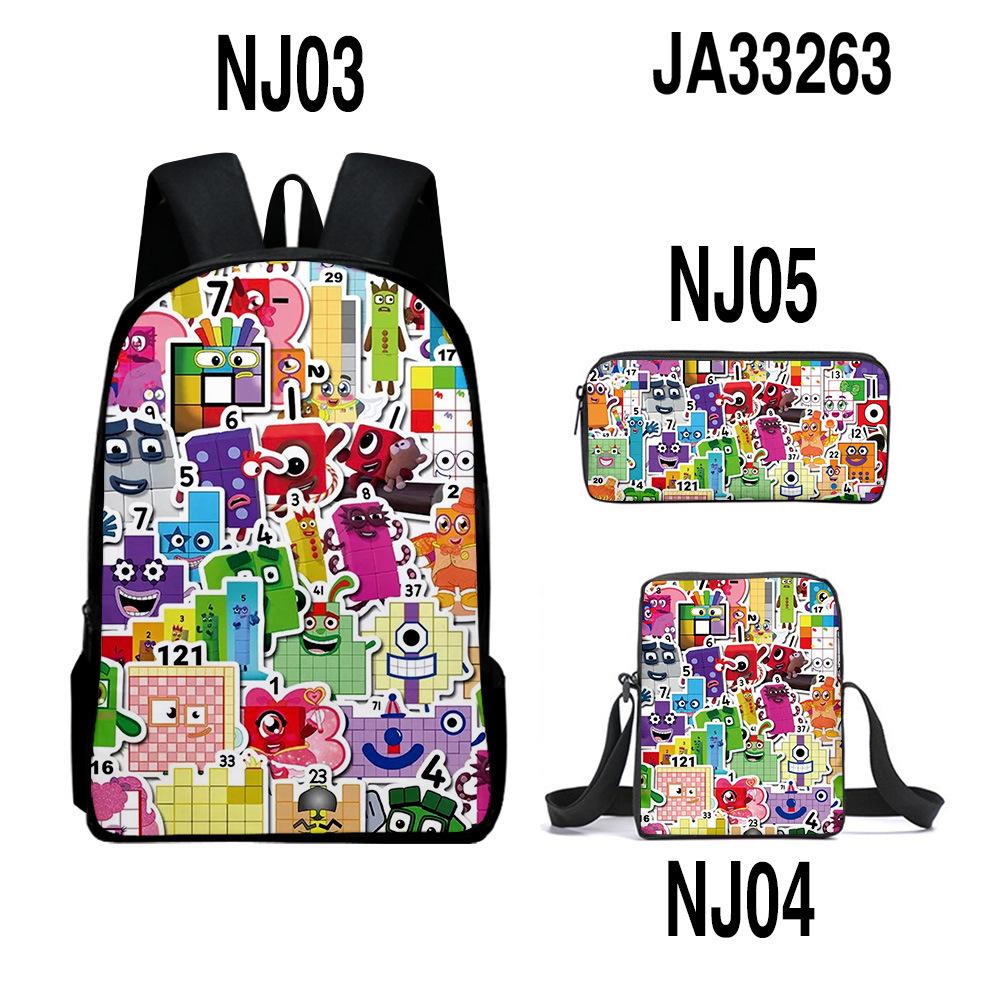 Game Merchandise Digital Building Block Schoolbag Backpack Satchel Pencil Bag Backpack Three-Piece Set