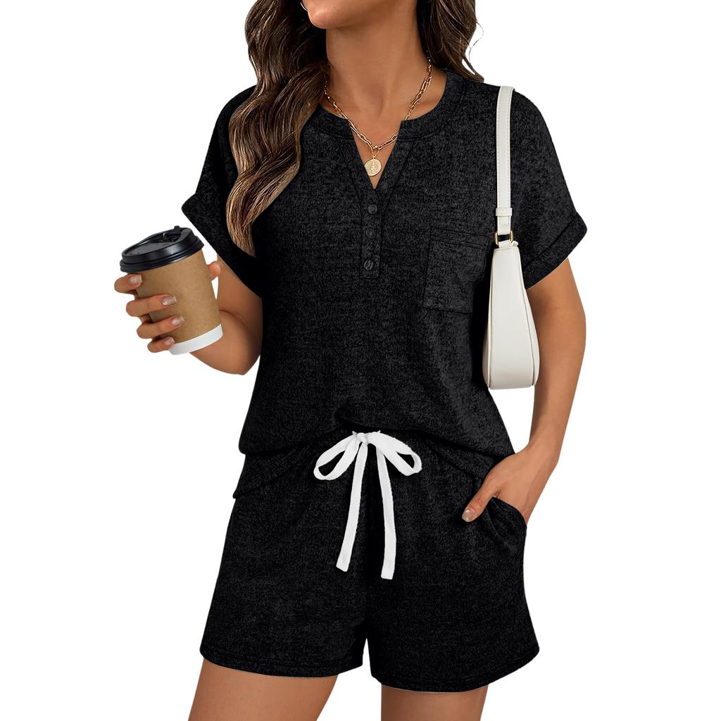 Women's Casual Fashion Short-Sleeve Set With Pockets