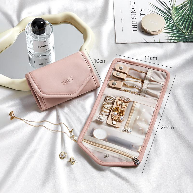 Popular Foldable Jewelry Case Roll Travel Organizer Portable for Journey Earrings Rings Diamond Necklaces Brooches Storage Bag