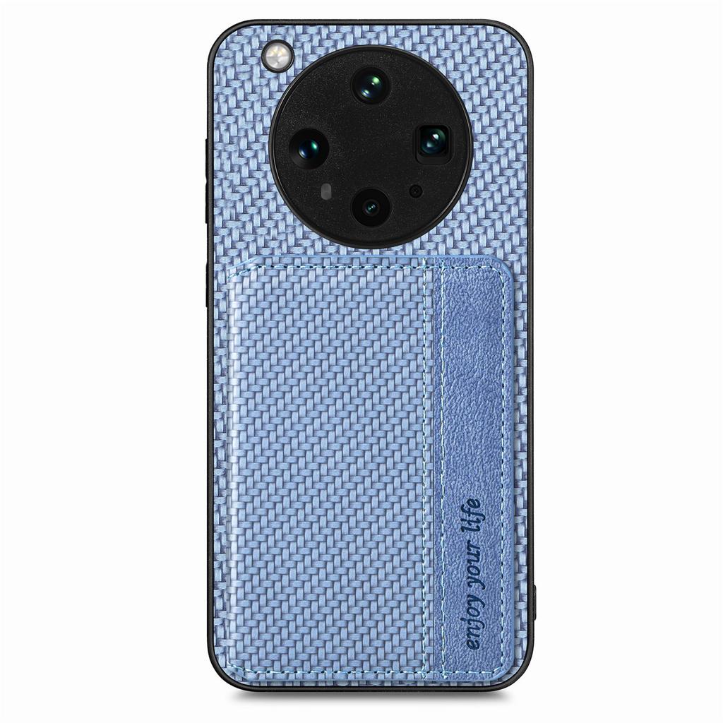 Für Oppo Find X8 Ultra 5G Hülle RFID-Blockierung Kohlefaserleder Handy-Rückabdeckung mit Kartenhalter