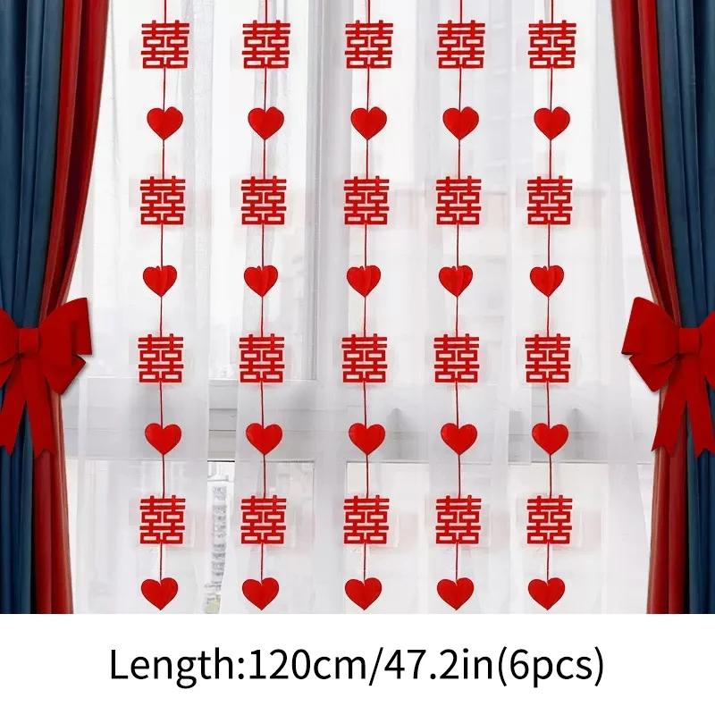 Chinese Wedding Decoration Double Happiness Wall Hanging Pendant Traditional Chinese Tea Ceremony Wedding Hanging Curtains Decor