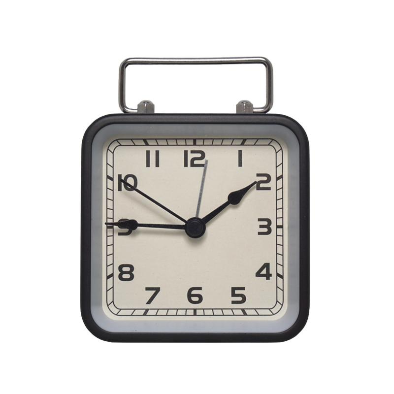 

Квадратные настольные аналоговые часы, квадратные подвесные часы с батарейным питанием и ночным светом, бесшумные, без звука чёрный