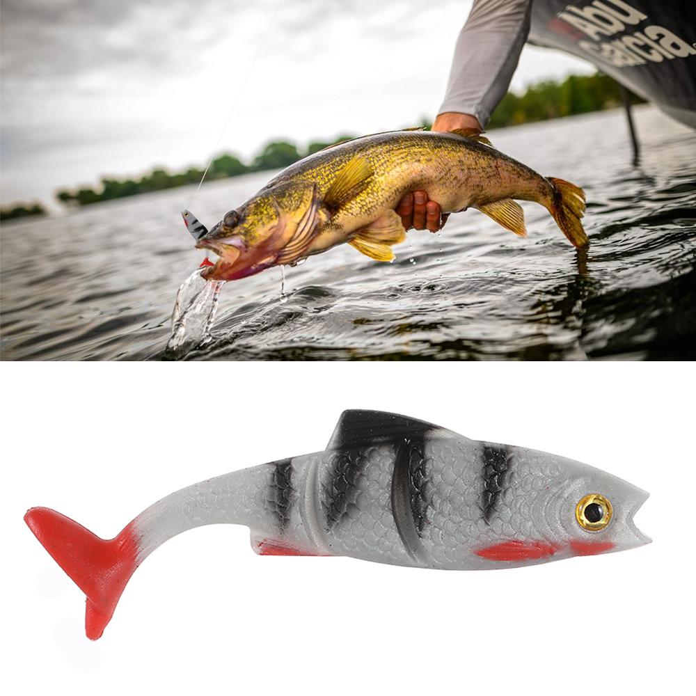 Portable 8cm Soft Fishing Lures T Tail 3D Eyes Artificial Swimbait Artificial Fish PET Simulated Fake Bait Out Fishing