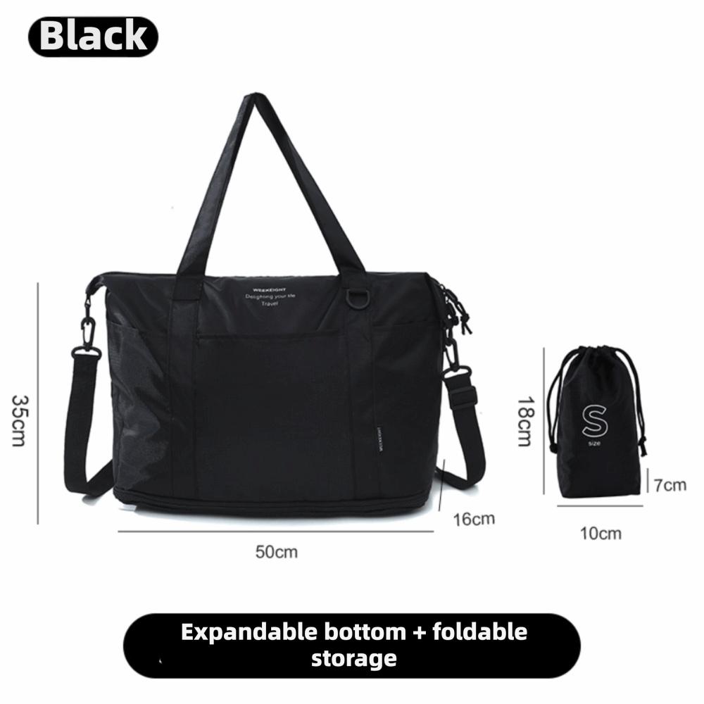 Lightweight Expandable Duffel Bag Multifunction Shoulder Bag Fashion Travel Duffel Bag  Travel Use чёрный