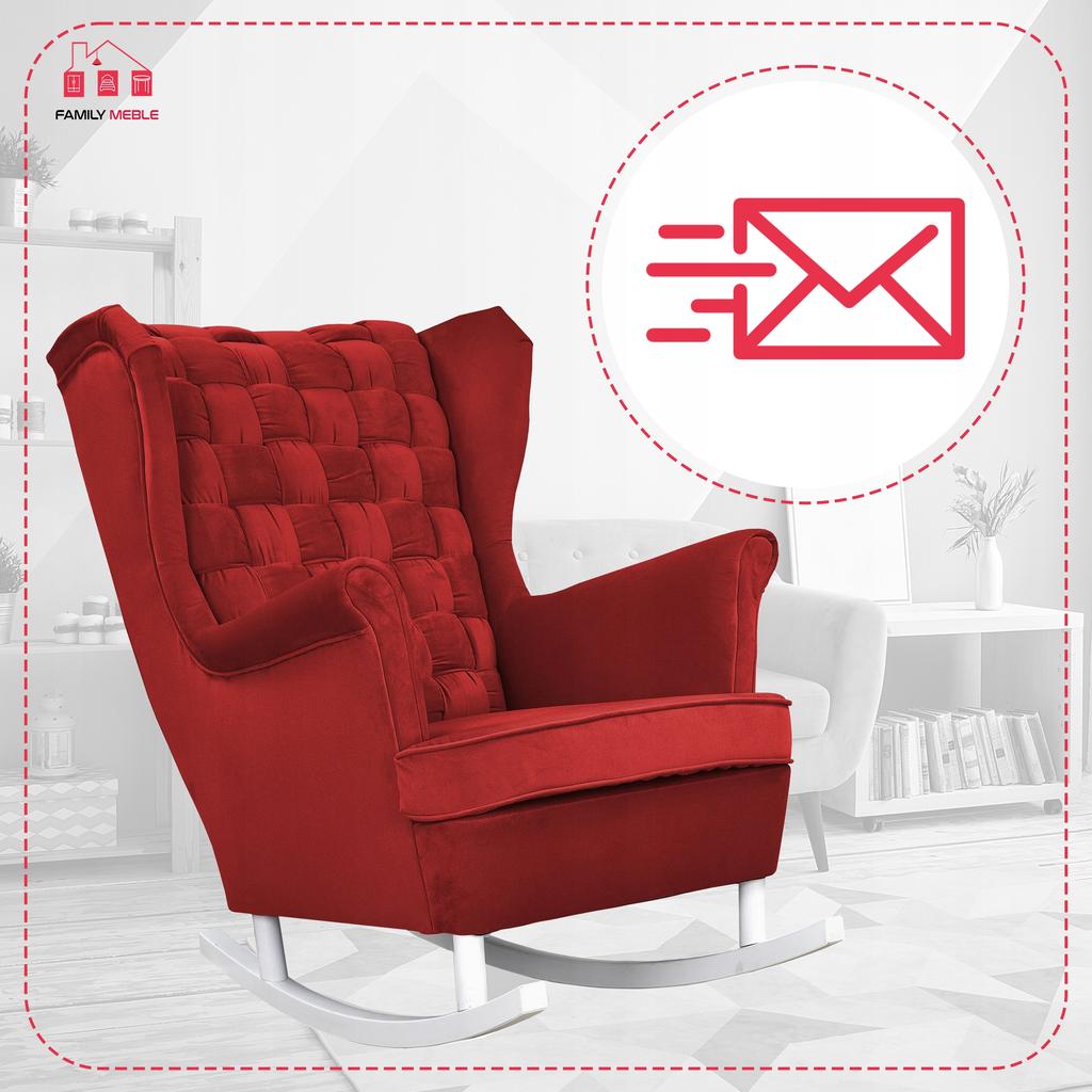 Carol Rocking Chair, Scandinavian, Family Meble, Red, Red