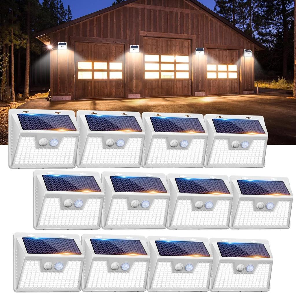 Outdoor Waterproof Solar Lights [12 Pack/140 LEDs], 3 Lighting Modes, Solar Motion Sensor Super Bright Yard Security Lights
