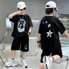 Summer Boys Alphabet T-Shirt Tops+Shorts Pant Student Workout Sets School Kids 2 PCS Tracksuit Children Jogging Outfits