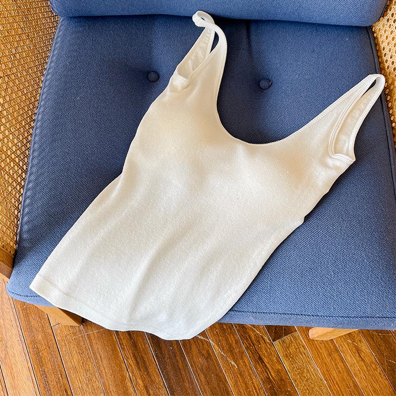 

Топ-майка из трикотажа с открытой спиной и скваланом: Сексуальный, универсальный топ на бретельках-спагетти со встроенными вкладышами - Женский удобный, дышащий топ. One Size