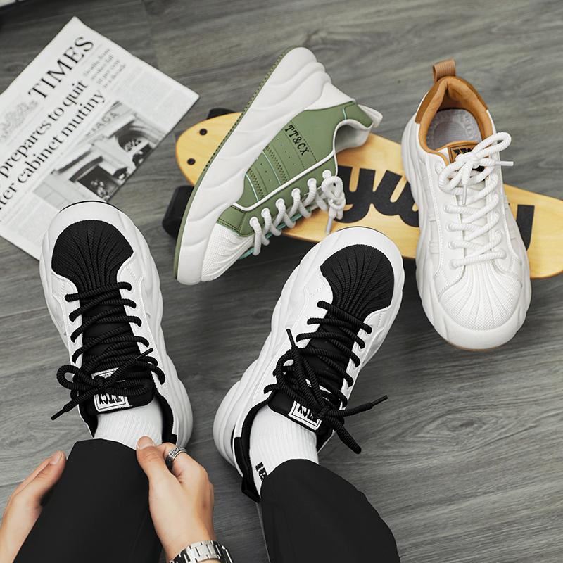 New Fashion Platform Sneakers Men Shel Toe Designer Shoes Men Streetwear Men's Casual Sneakers Comfort Vulcanised Shoes