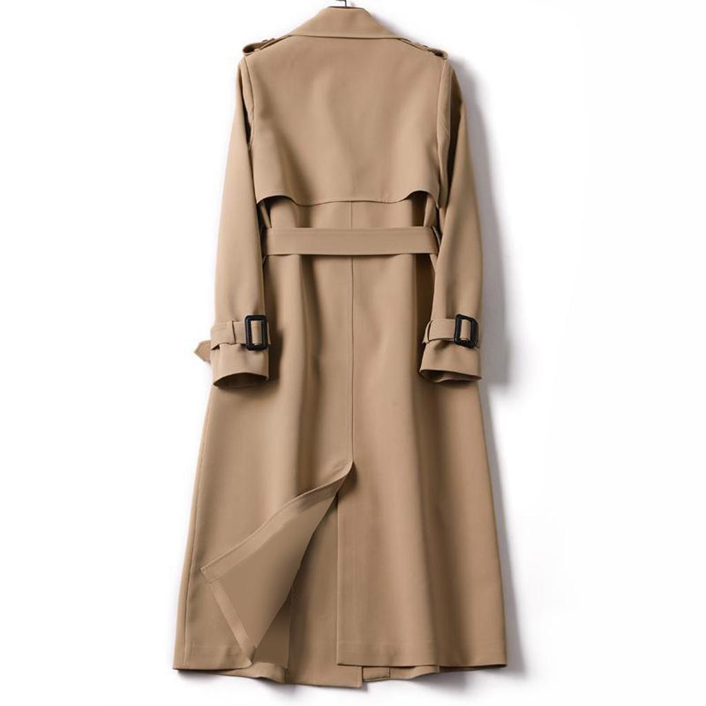 Women Overcoat Solid Slim Fit Coat Jacket Long Outerwear Windbreaker Trench