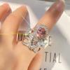 Married Princess Pink Premium Plated 18K Rose Real Gold Full Diamond Ring Two-Color Treasure Crown Ring Jewelry Women