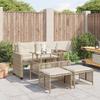 4 Piece Outdoor Sofa Set with Cushions Beige Poly Rattan Glass Table