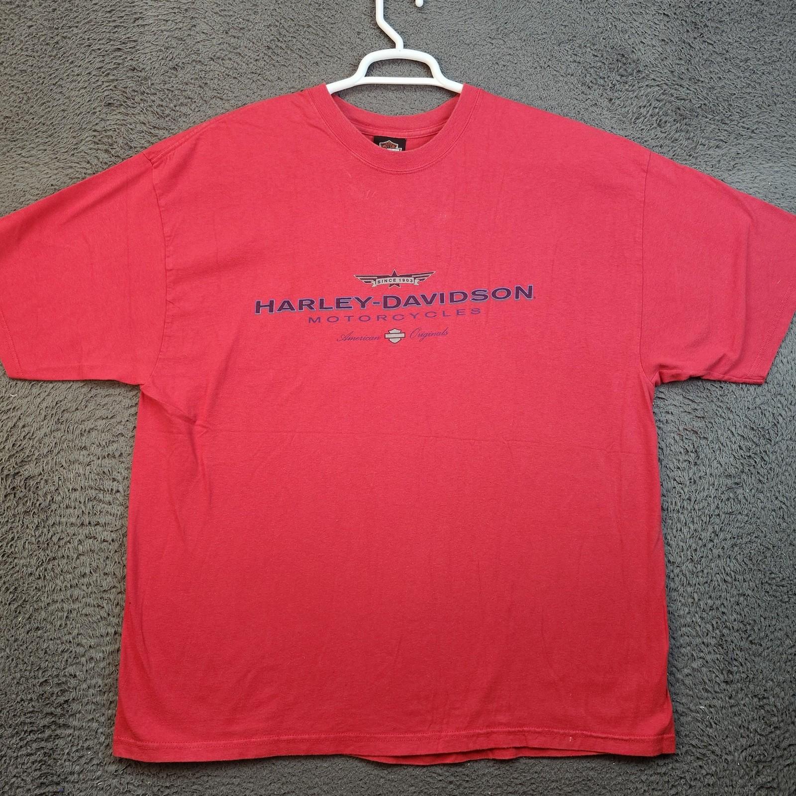 Harley-Davidson Shirt Mens 2XL Red Graphic Back Bay Boston Made USA Motorcycles Unisex T-Shirt S