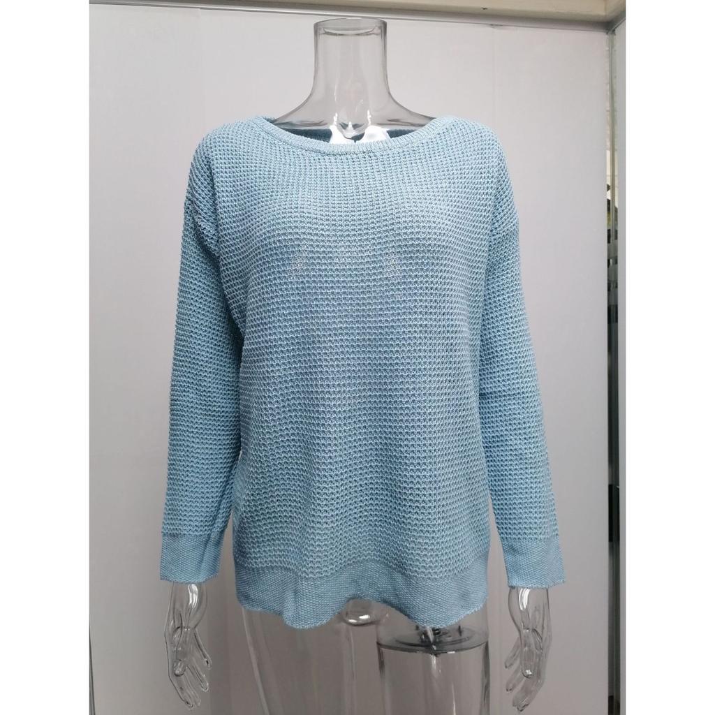 Women's Autumn and Winter Solid Color Long Sleeve Round Neck Loose Sweater