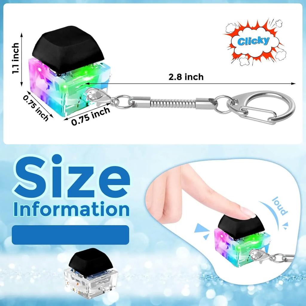 Tastatur Fidget Spielzeug Schlüsselanhänger, Tastatur Dekompressionsspielzeug Tastatur Fidget Spielzeug Stressabbau Geschenke Finger Clicker Spielzeug Schlüsselanhänger