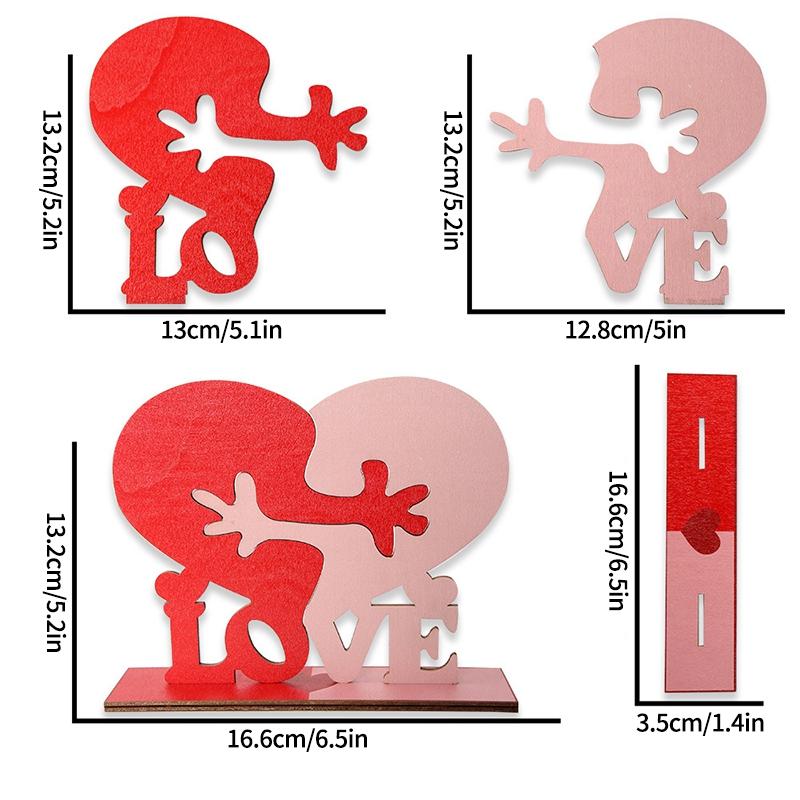 KISS Figuren Schreibtischornamente Valentinstag 2026 Herzförmiges Ornament Hochzeits-Tischdeko Herzstatuen