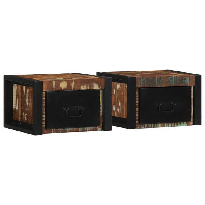 VidaXL Tables de chevet 2 pcs multicolore 40x35x25cm bois récupération, armoire de lit, meuble de chambre à coucher, table 4015948