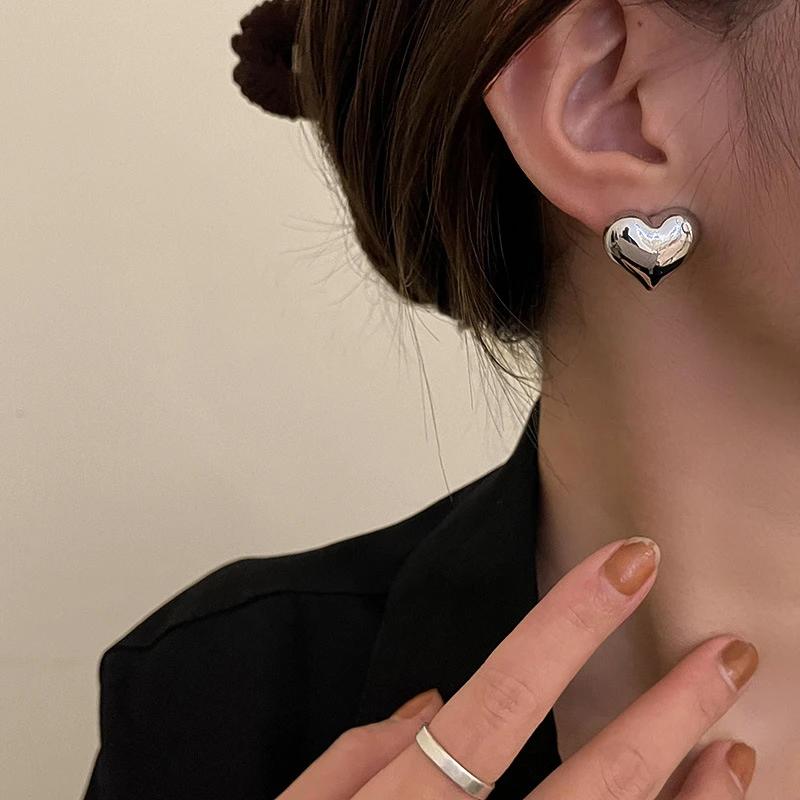 925 Silver Vintage Gold Round Earrings For Women Trendy Circle Jewelry Prevent Allergy Party Gifts