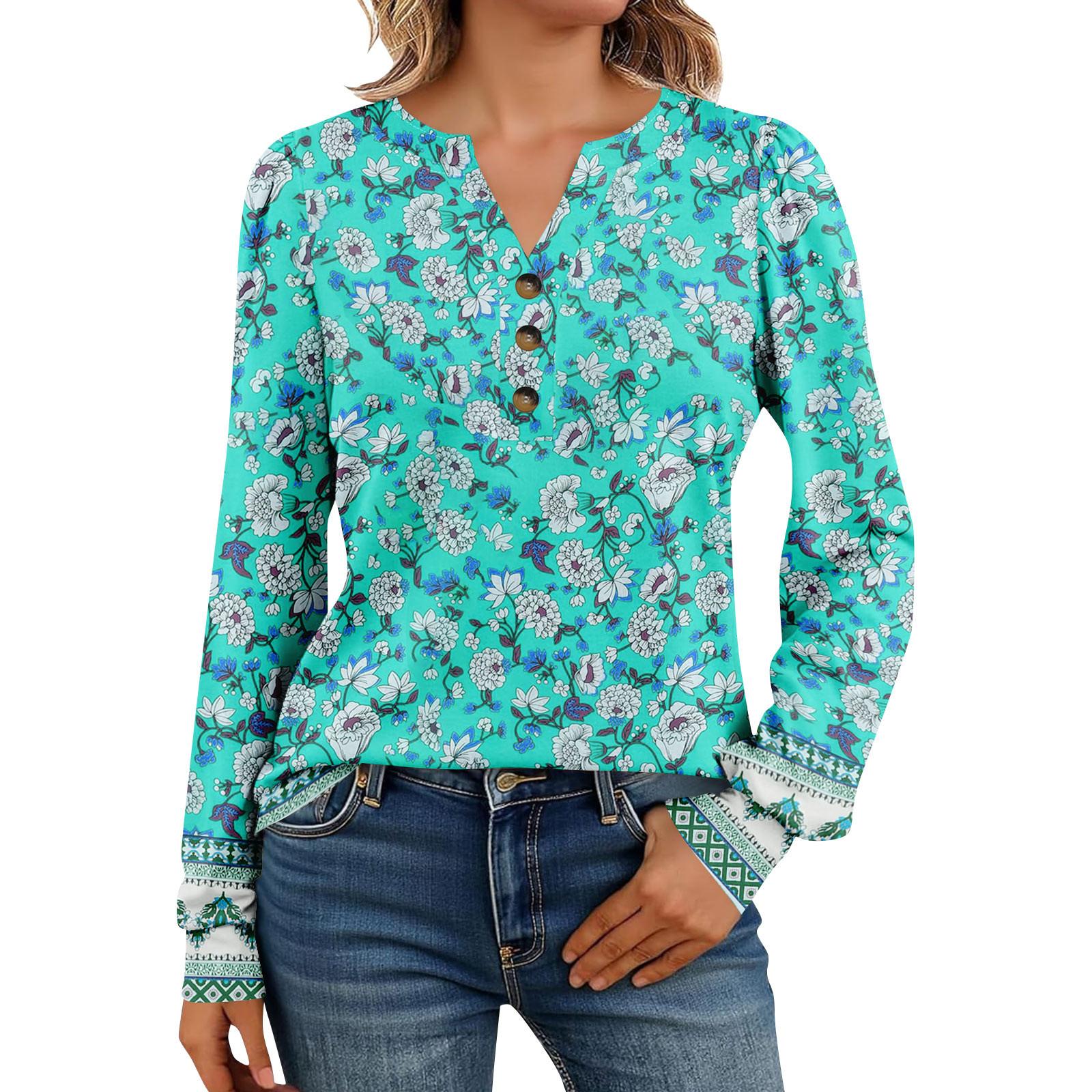 

Женские рубашки с длинным рукавом Хенли Повседневные топы Модные блузки Милые футболки XXL циан