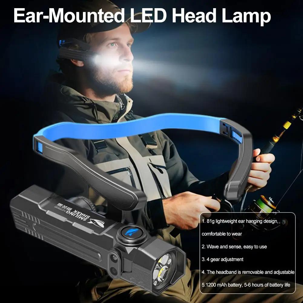 Outdoor Headlamp with Motion Sensor Detachable Hands Headlight for Camping Hiking Fishing Work Light Rechargeable Waterproof