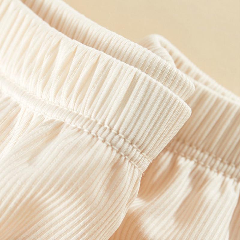 Summer Ice Silk Safety Pants for Women Fashion Wavy Threaded Home Bottoms Anti-exposure No Curling Outside Three-quarter Shorts