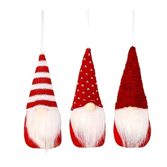 3Pcs Faceless Doll Pendant Christmas Gnome Ornament with Lanyard Long Beard Hat Doll Knitted Decoration