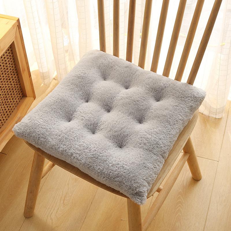 Warm Mats Chair Cushions Luxury Short Plush Dining Chair Cover Soft Mats Anti-Slip with Ribbon