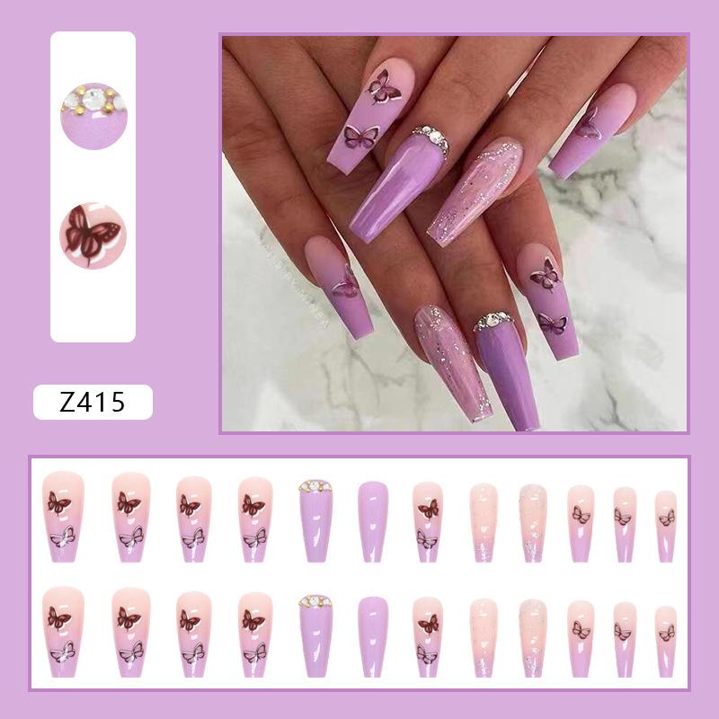 Diamond Wearing Nail Ice Culoare transparentă Flash Diamond 24 Bucăți Cutie Unghii false Finisat Nail Art de ultimă generație