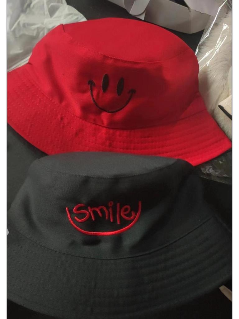 Women's Double-Sided Smiley Face Bucket Hat - Sun Protection, Korean Style, Embroidered, Large Brim