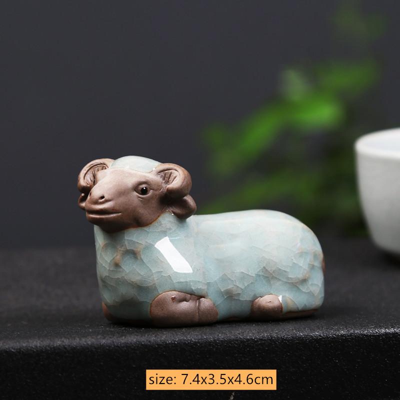 

Retro Ceramics Tea Pet Chinese Zodiac Sheep Statue Animal Tea Figurine Ornaments Desktop Crafts Tea Set Decoration Accessories