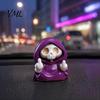 Purple Robe Skeleton Figurine for Halloween, Middle Finger Tabletop Display Figure Resin Statue, Gothic Walking Dog Sculpture Ornament Decorative