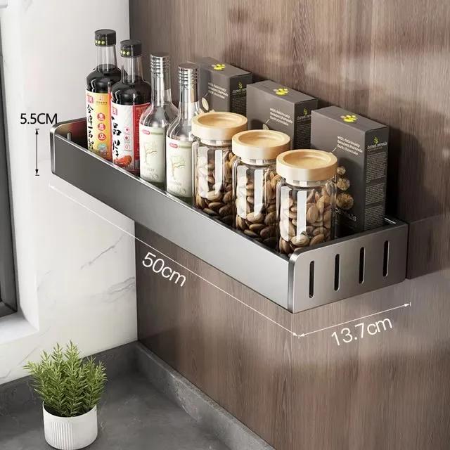Wall Mounted Kitchen Spice Storage Seasoning Bottle Storage Rack Kitchen Storage Wall Shelf Organizers Hanging Hook Rack