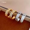 18k real gold electroplated zircon hollow C-shaped earrings light luxury high-end stud earrings European and American personalized earrings