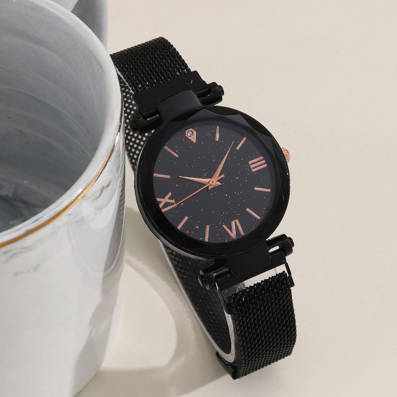 2pcs/set Women's Elegant Watch Fashion Casual Stainless Steel Mesh Band Wrist Watch & Bracelet, Best Gift for Her