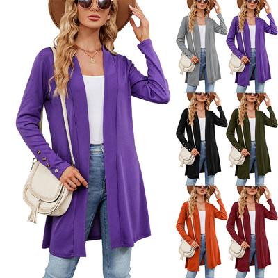 2024 European And American Autumn And Winter New Solid Color Button Loose Long Sleeved Cardigan Knitted Jacket For Women