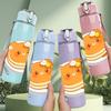 1PC Pancake Cartoon Pattern 750ml Color Plastic Sports Water Bottle Leakproof Flip Straw Lid Suitable for Sports Office Home Use