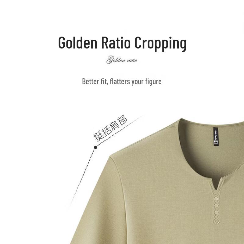 Men's Summer Linen Blend V-Neck T-Shirt