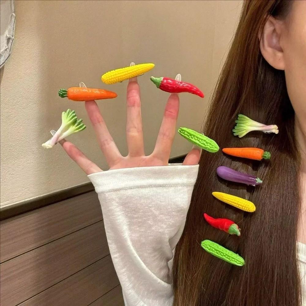 6Pcs/Set Fun Appearance Food-Shaped Hairpin Novelty Side Hair Clips Bangs Flyaway Hair